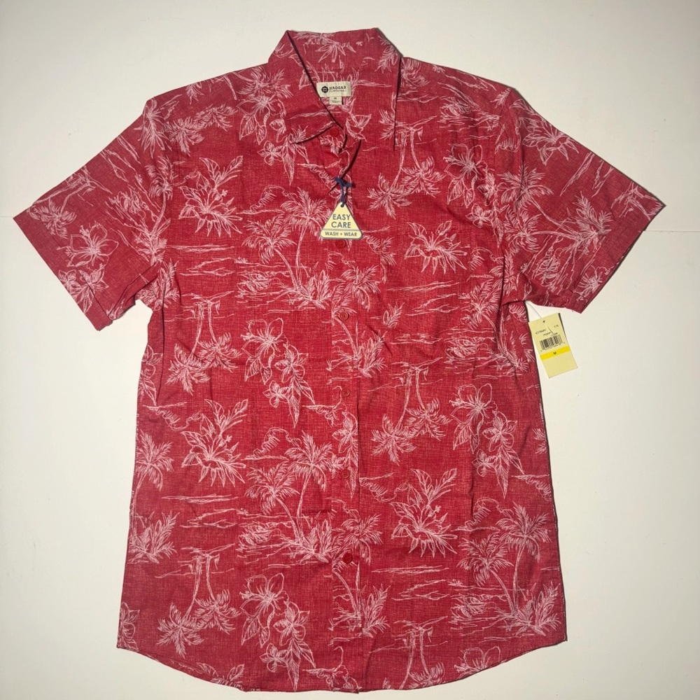Haggar Red Hawaiian Button Down Shirt